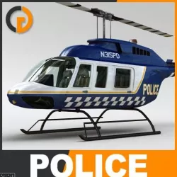Helicopter - Police Bell 206L with Interior 3d model