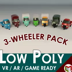 Low Poly 3-Wheeler Pack 3d model