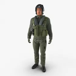 Military Jet Fighter Pilot Pose 2 3d model