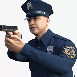 NYPD Police Officer Aiming Pose Fur 3d model
