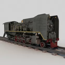 Old Steam Train Locomotive 3d model
