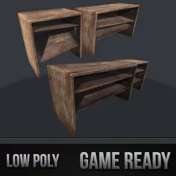 Old Wooden Bookcase 3d model