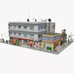 Populated City Block 3d model