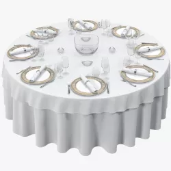 Round Dining Served Table 3d model
