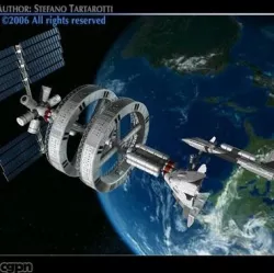 Space station with spaceships 3d model