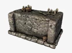 Stone altar with skulls 3d model