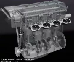 Straight 4 Cylinder Engine 3d model