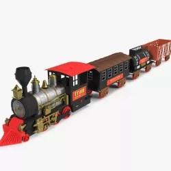 Toy Train with Wagons 3d model