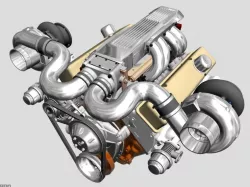Twin-Turbo V8 Engine 3d model