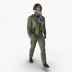 US Military Jet Fighter Pilot Pose 3 3d model