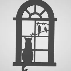 Wall decoration cat window bird window