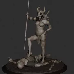 Amazon warrior girl with the spiar