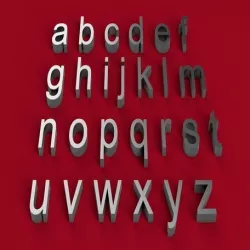 ARIAL font lowercase 3D letters STL file