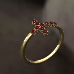 Cross Ring with Diamonds in Pendant