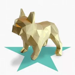 Dogo - DIY folding kit for a beautifull geometric low poly diamond style French Bulldog