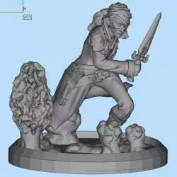 Female assasin fixed for print and on a base