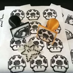 Geeky 8bit character Rubber Stamps