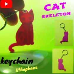keychain cat litofania skeleton