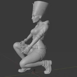 Modern Nefertiti, sitting full body