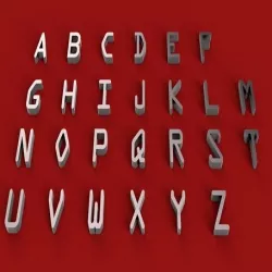 OCRA font uppercase STL file 3D