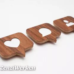 Real Wood Like/Comment/Follower Badges cnc/laser