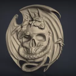 Skull with dragon cnc router art