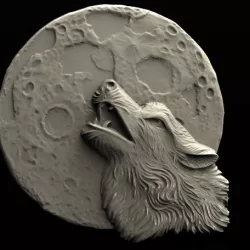 wolf under the moon screeming cnc art router 3D model