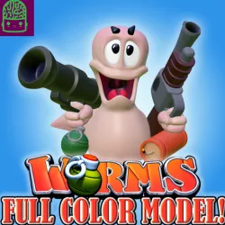 Worms Classic Video Game Statue - Full Color!