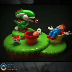 Yoshi Aliens Mashup Diorama