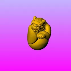 12 zodiac  olive FIG carving Tiger