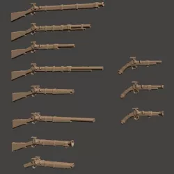 28mm Fantasy Arsenal of Muskets Percussion / Flintlock Firearms and Guns