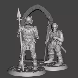 28mm Miniature Black Town / City Guard - Orc / Goblin in Armour