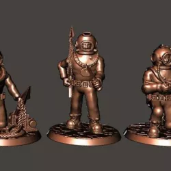 28mm Sci Fi Deep Sea Diver with Harpoon Gun & Knife