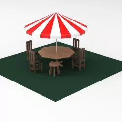 Beach umbrella and  seats