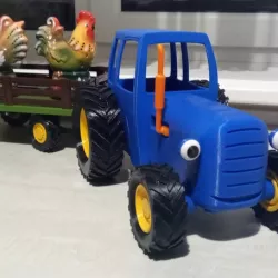 Blue cartoon tractor