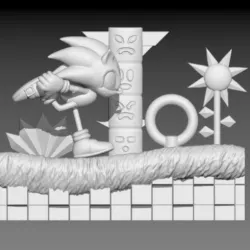 Diorama Sonic in Green Hill
