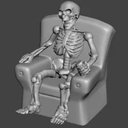FWW - Fallout Wasteland Warfare Skeleton in Chair, Watching the world burn