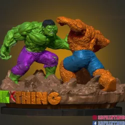 Hulk VS Thing Marvel Comic Diorama Statue 3D Printable