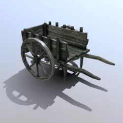 Low-poly medieval cart prop