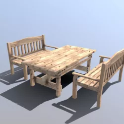 Pine bench and table set