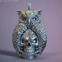 Skull and owl vol1 pendant