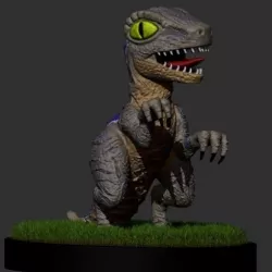 Velociraptor blue toon 3D print model