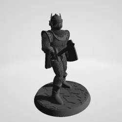 28mm Miniature Black Town / City Guard - Knight with Sword