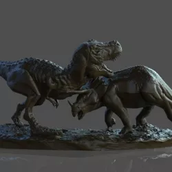 Dinosaur Diorama Statue