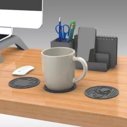 Drink Coasters Themed characters: Black Panther, Schnauzer, Apple Logo
