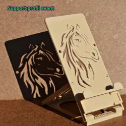 FOLDING STAND FOR SMARTPHONE OR TABLET ....  Foldable support for mobile phone and small digital tablet - pattern: "Horse" - Pattern: Horse