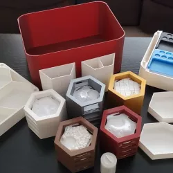 Settlers of Catan 3D Printed storage for interlocking game board.