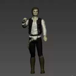 Star Wars .stl Han Solo .3D action figure .OBJ Kenner style.