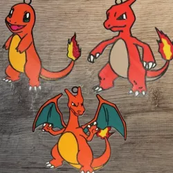3 Ornaments Pokemon Starter Gen 1 fire