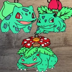 3 Ornaments Pokemon Starter Gen 1 plant